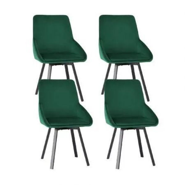 Artiss Dining Chairs Set of 4 Velvet Swivel Base Green