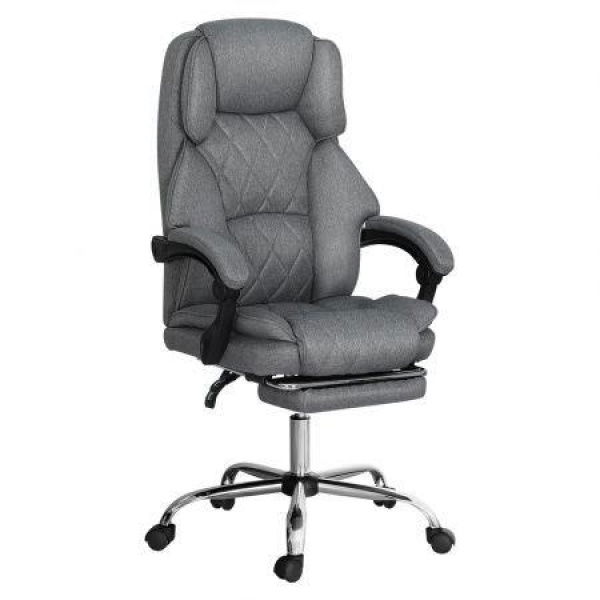 Artiss Executive Office Chair Fabric Footrest Grey