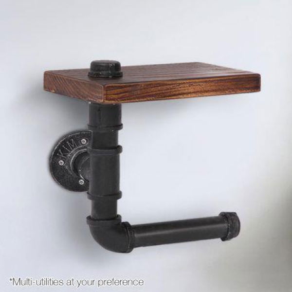 Artiss Floating DIY Pipe Shelf Toilet Paper Holder