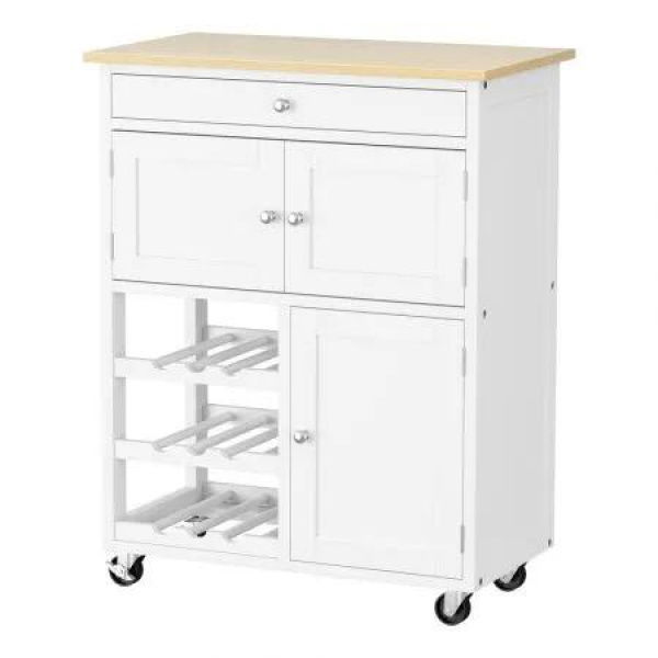 Artiss Kitchen Island Trolley Rolling Serving Cart Storage Cart Drawer Cupboard