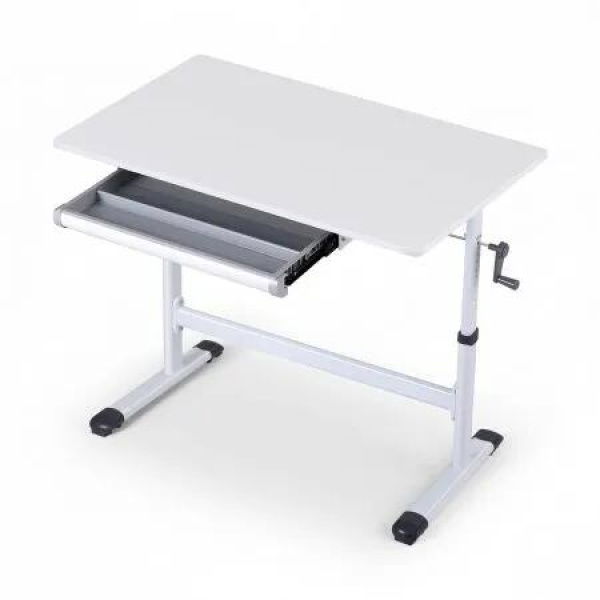 Artiss Manual Standing Desk Height Adjustable Workstation Computer Desks Study 100CM White