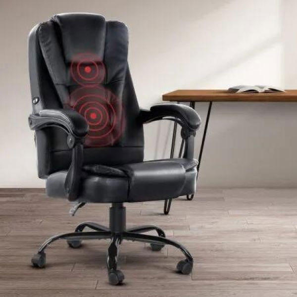 Artiss Massage Office Chair Executive Computer Gaming Chairs Black PU Leather