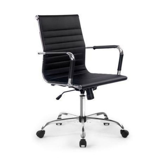 Artiss Office Chair Conference Chairs PU Leather Mid Back Black