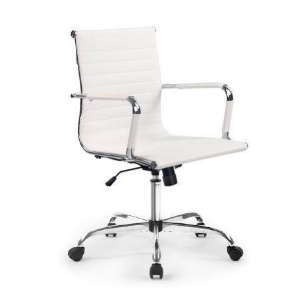 Artiss Office Chair Conference Chairs PU Leather Mid Back White