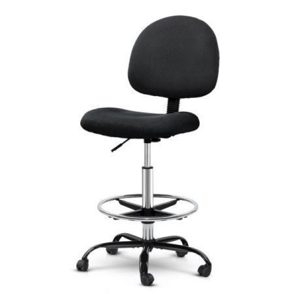 Artiss Office Chair Drafting Stool Fabric Chairs Black