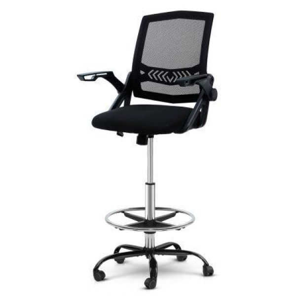 Artiss Office Chair Drafting Stool Mesh Chairs Black