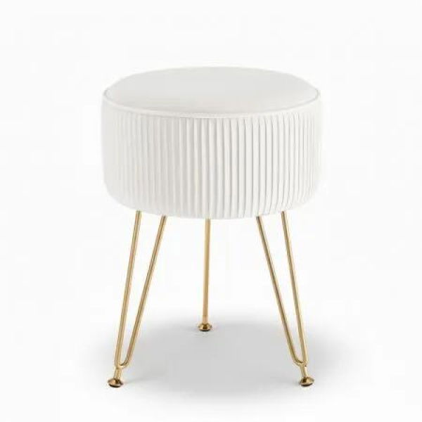 Artiss Ottoman Foot Stool Vanity Velvet Round White