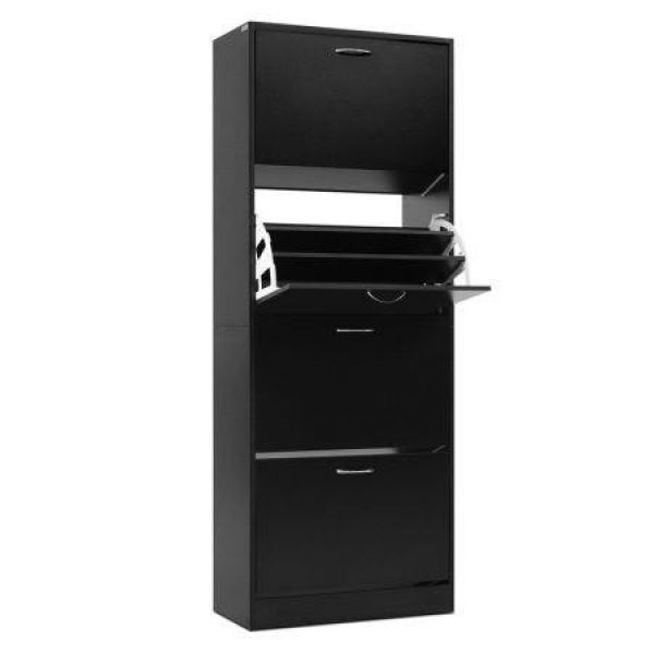 Artiss Shoe Rack Cabinet 60 Pairs 4 Doors - Black