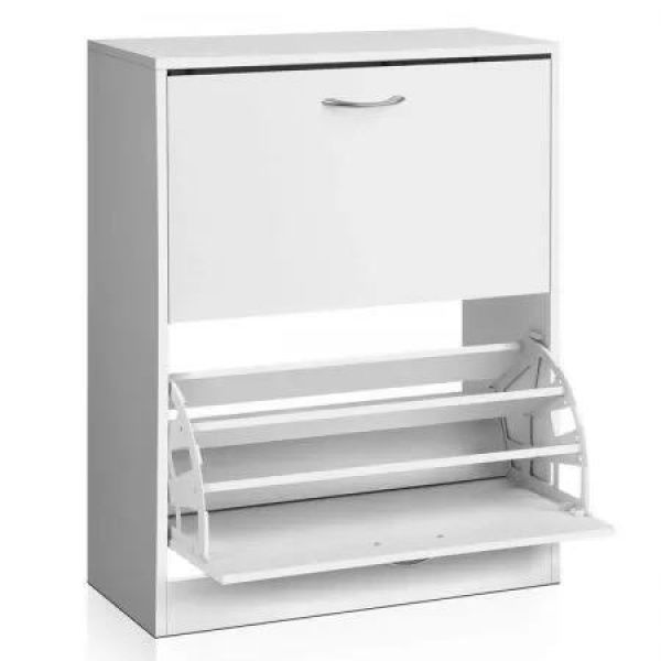 Artiss Shoe Rack Cabinet Adjustable Shelves 24 Pairs White Iris