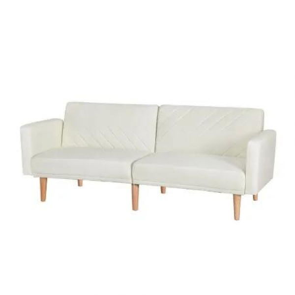 Artiss Sofa Bed 3 Seater Tilted Faux Linen Beige