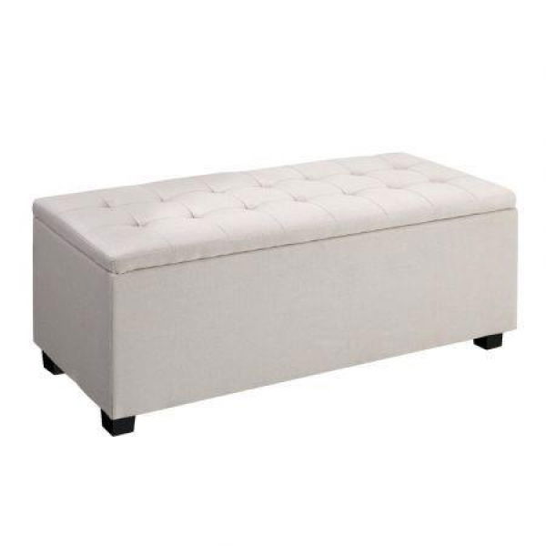 Artiss Storage Ottoman Blanket Box 97cm Linen Beige