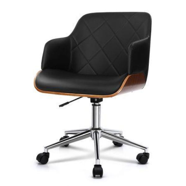 Artiss Wooden Office Chair Fabric Seat Black