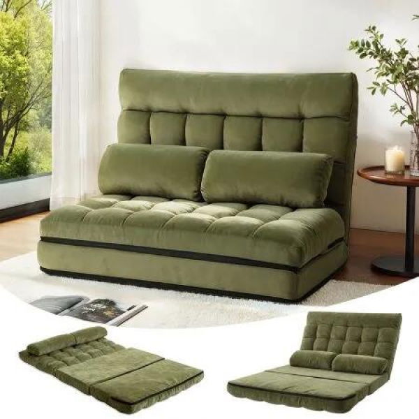 ArtissLounge Sofa Bed 2 seater Green Fabric