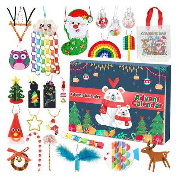 Arts and Crafts Advent Calendar for Boys Girls 2025 Christmas Include Instructions, 24 Fun DIY Handmade Ornaments Creative Christmas Tree Decorations
