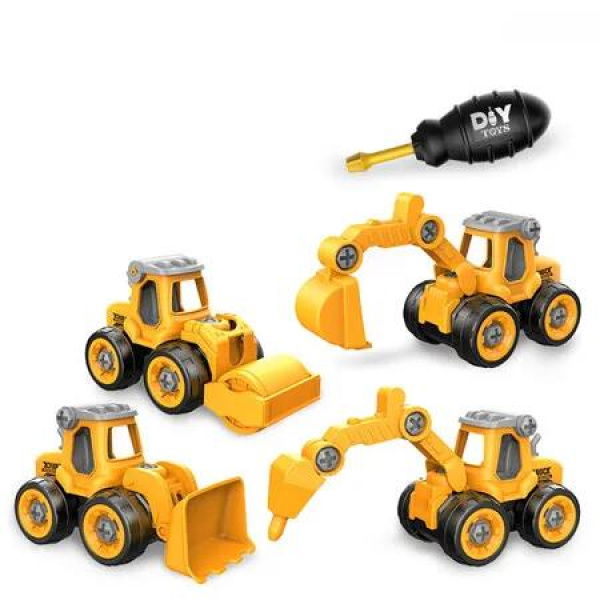 Assembly Toy Car Truck Digger Toy with Screwdriver Construction Vehicles DIY Learning Toy Gift for Children Boys Girls