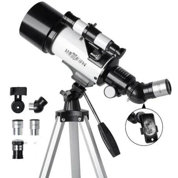 Astronomical Telescope 70mm Aperture 120 Zoom AZ Mount FMC Green Film Optics Portable Tripod Phone Adapter Red Dot Star Finder Christmas Birthday Kids Gift