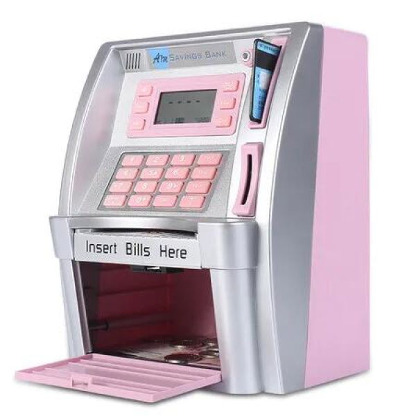ATM Piggy Bank for Real Money for Kids Toy Money Banks with Card Password Coin Recognition Bill Feeder Balance Calculator Safe Coin Box