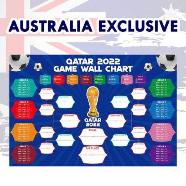 AU EXCLUSIVE Qatar 2022 Football Tournament Wall Chart Poster Soccer Schedule Calendar Bar Party Decorations