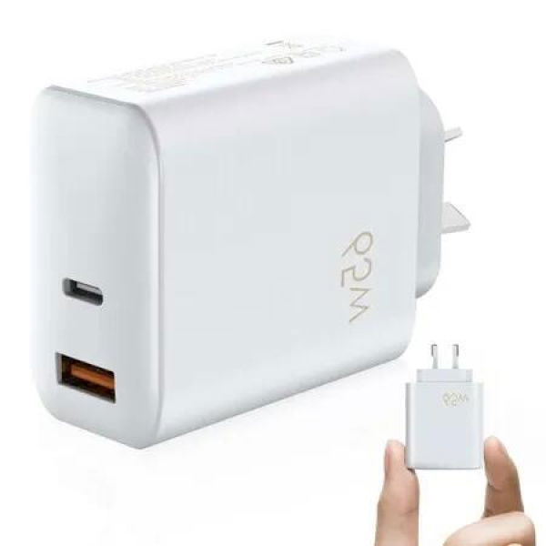 AU Plug 65W GaN Charger,USB C Rapid Charging,60W/45W/30W/25W/20W 2-Port Wall PD Charger,Compatible with MacBook Pro/Air,Galaxy S22/S21,Dell XPS 13,Note 20/10+,iPhone 13/12,iPad,Pixel(White)