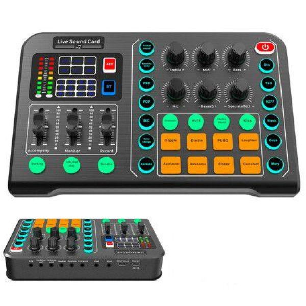 Audio Mixer Interface With 48V Phantom Power. Stereo DJ Studio Streaming. Perfect For Streaming Podcasting Gaming.