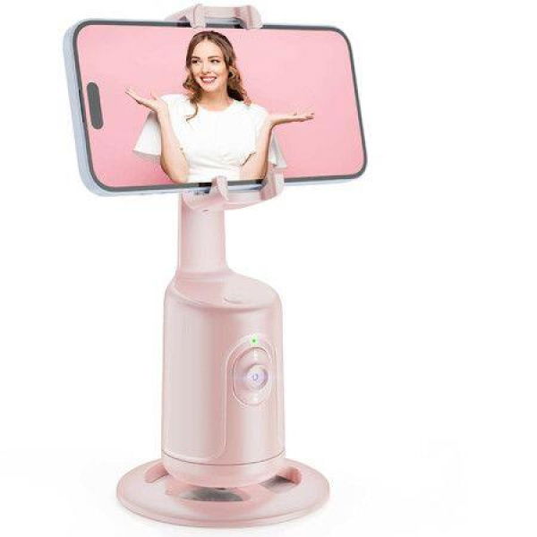 Auto Face Tracking Tripod 360 Rotation Face Body Gesture Control Smart Shooting Holder For Vlog Streaming Video TikTok - Pink.