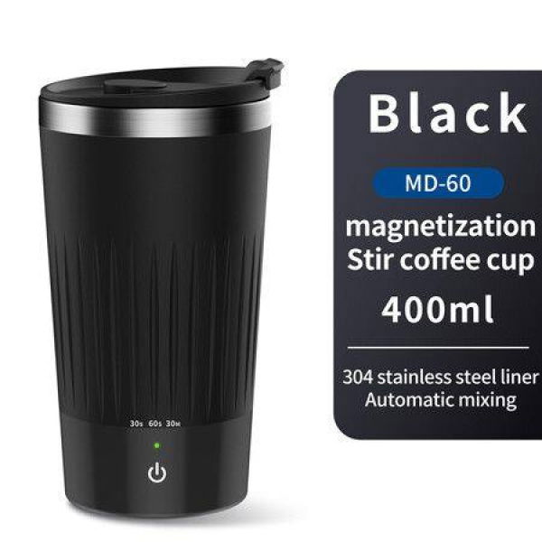 Auto Magnetic Coffee Cup With 3-Speed Mixing Function Stirring Mug With Wireless Mixing Strong Power For Coffee Mocha (Black)