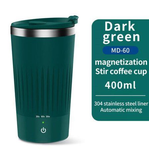 Auto Magnetic Coffee Cup With 3-Speed Mixing Function Stirring Mug With Wireless Mixing Strong Power For Coffee Mocha (Dark Green)