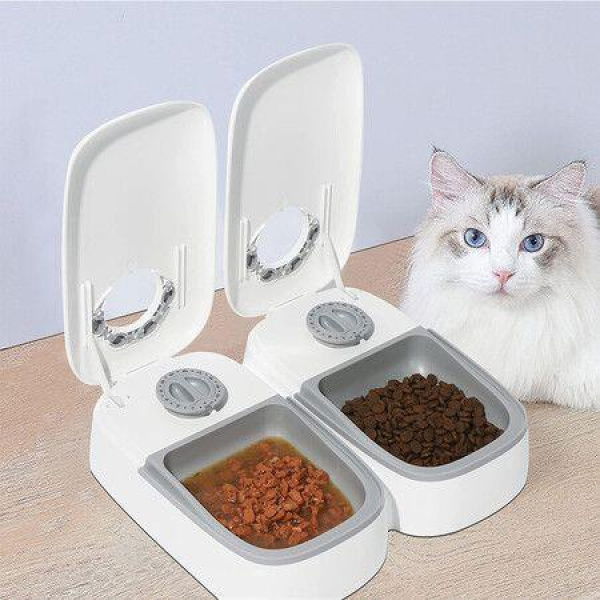 Automatic 2 Meals Cat Feeder Pet Feeder With Timer For Dry Or Semi-Moist Food Food Dispenser For Cat And Dog