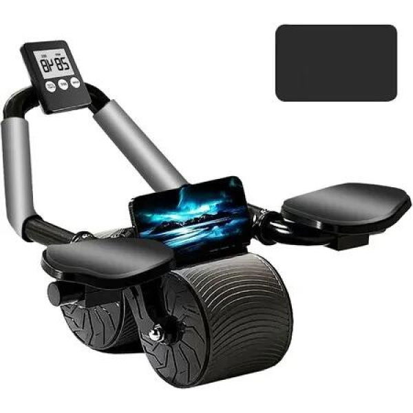 Automatic Ab Roller Rebound Exercise Machine with Elbow Support and Timer, Ultimate Core Workout for Home