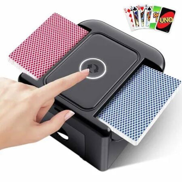 Automatic Card Shuffler 1-2 Deck,UNO Card Shuffler Machine Dual Mode,Rechargeable Low Noise Portable Shuffler for UNO,Skip-Bo,Poker,Blackjack