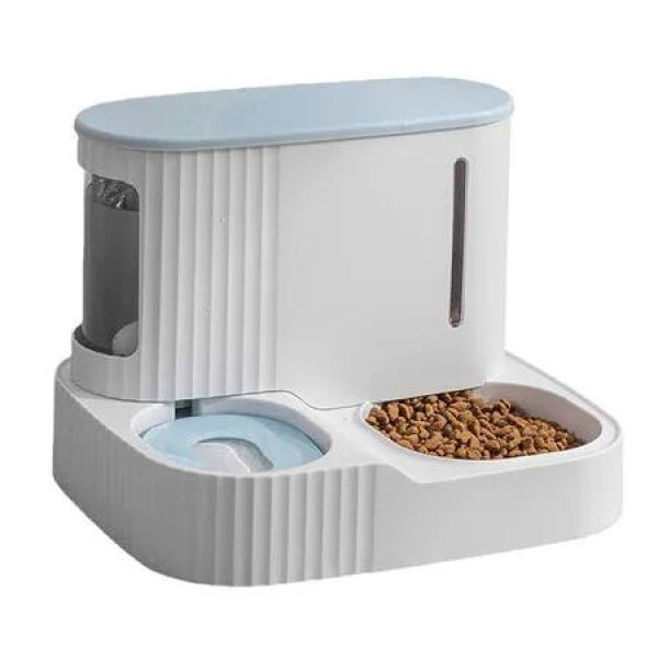 Automatic Cat Feeder, Gravity Auto Pet Dry Food Self Feeding Container Dishes Bowl and Water Dispenser for Dog Cat, Blue