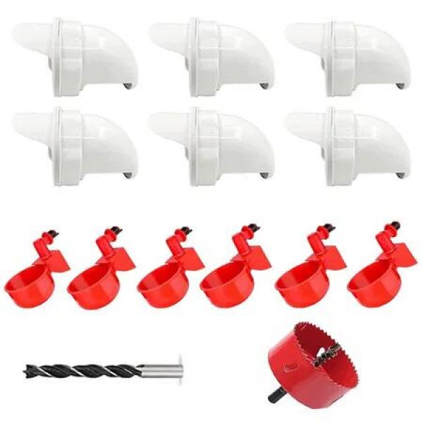 Automatic Chicken Feeders and Waterer Set, 6 Pcs Poultry Feeder 6 Automatic Chicken Water Feeder, DIY Chicken Water and Feeder Set