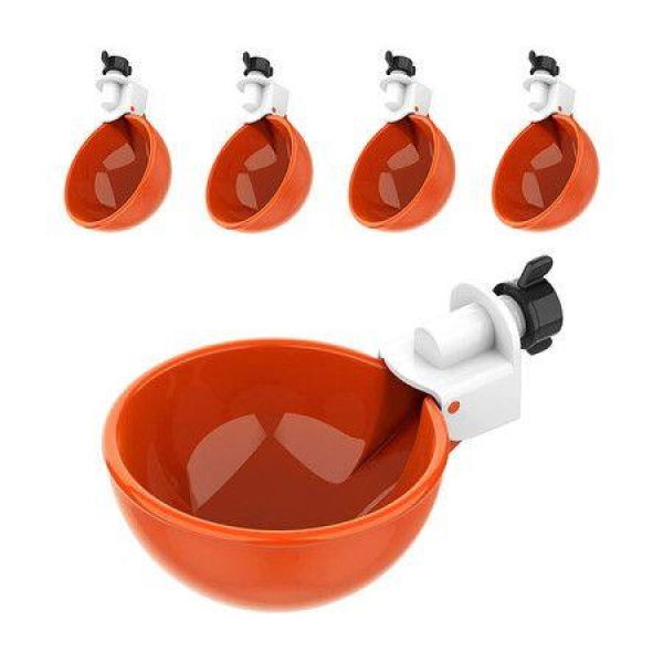 Automatic Chicken Water Cup Set Of 5 | Chicken Water Feeder Suitable For Chickens Ducks Geese Turkeys And Bunnies | Poultry Water Feeder Kit.