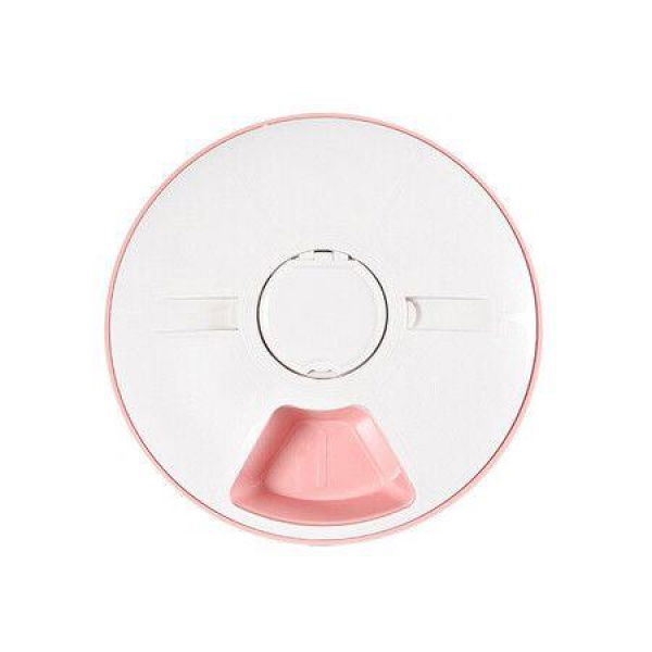 Automatic Dog Feeder Cat Food Dispenser Dry Wet Food Pet Feeder 6 Meal Trays With LCD Smart Programmable Clock (Pink)