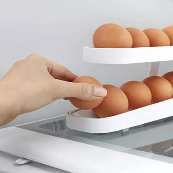 Automatic Egg Rolling Rack/Egg Storage Holder/Plastic Egg Basket for Refrigerator, Space-Saving Design