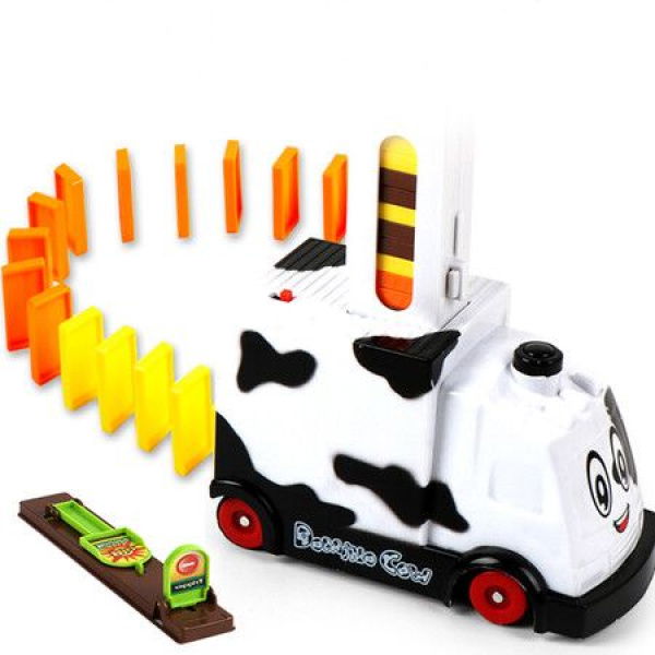 Automatic Electric Domino Train Toys For Kids With Touch-Type Triggers For 3-8 Year-Old Kids Creative Gifts (White)