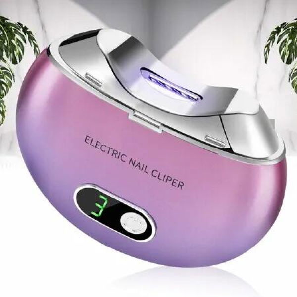 Automatic Electric Nail Clipper with 3-Speeds Levels and Nail Clip Storage,LCD Digital Display,USB Rechargeable Safety Electric Nail Trimmer Suitable for Babies,Children,Seniors (Gradient Purple)