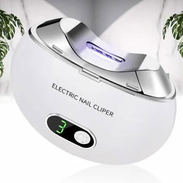 Automatic Electric Nail Clipper with 3-Speeds Levels and Nail Clip Storage,LCD Digital Display,USB Rechargeable Safety Electric Nail Trimmer Suitable for Babies,Children,Seniors (White)