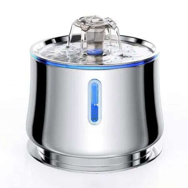 Automatic Pet Water Fountain with Water Level Window,2.5L Stainless Steel Water Fountain Ultra-Quiet Dispenser for Dogs and Cats