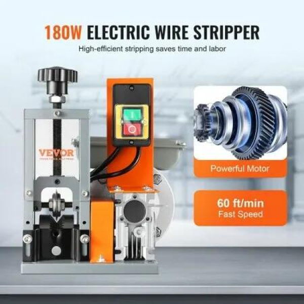 Automatic Wire Stripping Machine 0.06''-0.98'' Electric Motorized Cable Stripper 180 W 60 ft/min Wire Peeler with Visible Stripping Depth Reference