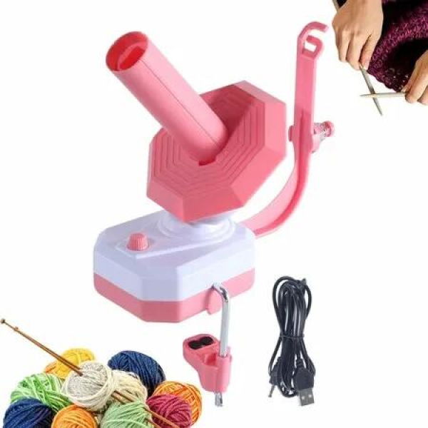 Automatic Yarn Winder Thread Winder Reusable Efficiently, Yarn Dispenser Electric Yarn Ball Winder for Knitters Crocheters, Pink