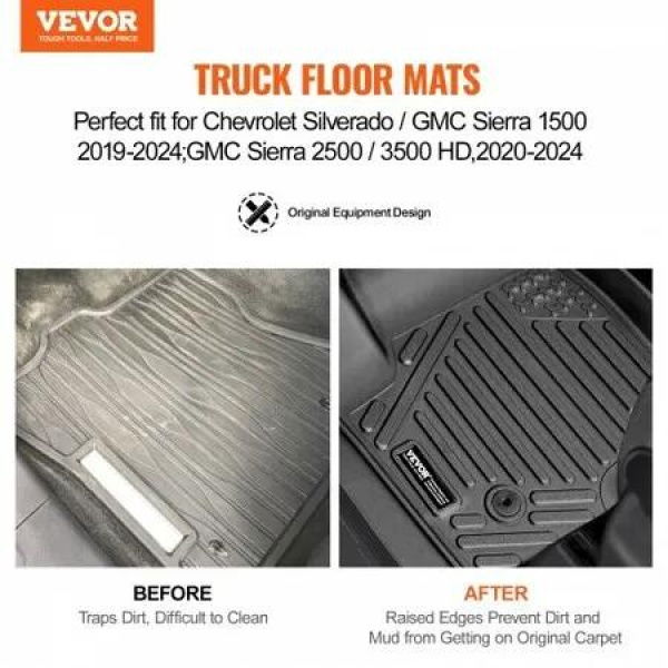 Automotive Floor Mats Fits for Chevrolet Silverado/GMC Sierra 1500 3 pcs