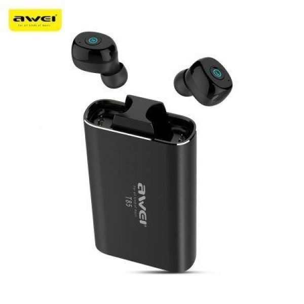 Awei T85 TWS Twins True Wireless Bluetooth V5.0 Earbuds With Charging Base.