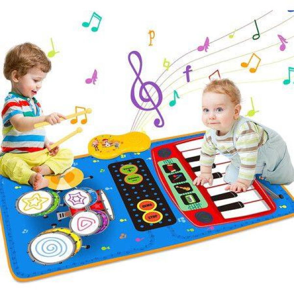 Baby 2 in 1 Musical Mats Piano Keyboard and Drum for 3 4 5 6 + Ages Baby Girls Boys Toddler