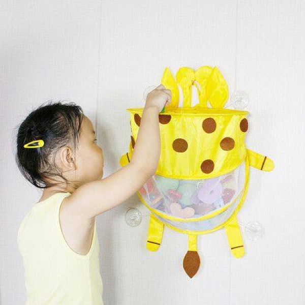 Baby Bath Toy Organizer For Tub Mesh Bag Suction Cups Keep Toddler And Baby Toys Organized Yellow Crab