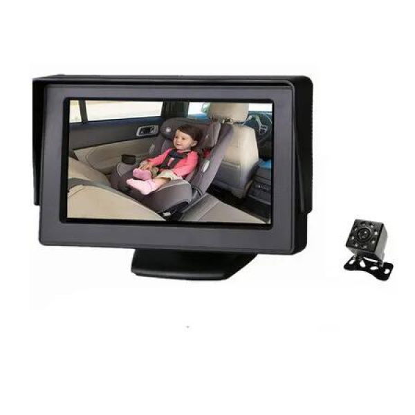 Baby Car Camera for Backseat, HD 480P 4.3 inch Monitor with Night Vision, 360 Degree Rotation, Rear Facing Backseat Camera for Kids, Infants