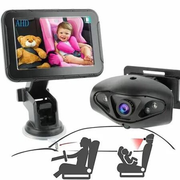 Baby Car Monitor AHD 1080P Camera Monitor,5-inch Wide View Seat Mirror Function to Observe Baby's Every Movement While Driving