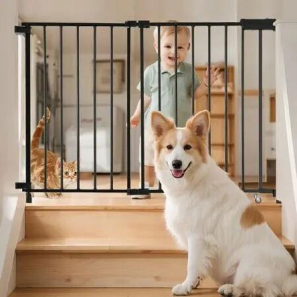 Baby Gate 29.5-43 Inches Adjustable Width 28 Inches High Dog Gate Black