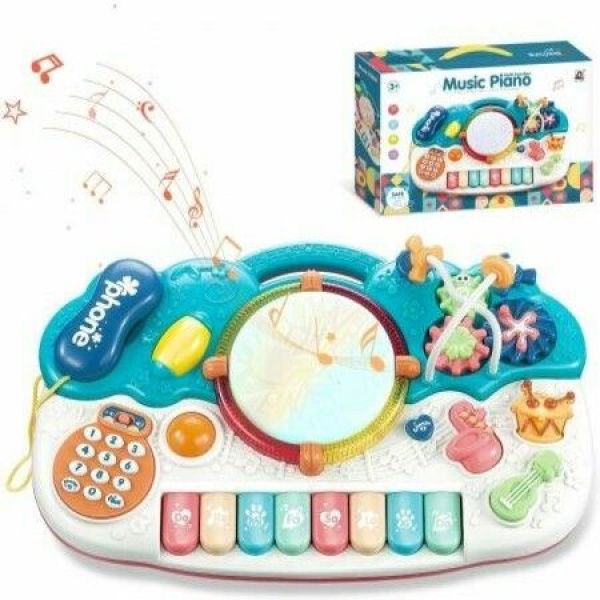 Baby Piano Toys Musical Toys Kids Electronic Piano Keyboard Toys Music Drum Toys Learning Toys Eduactional Gift For Baby Infant Toddler Girls Boys - Blue