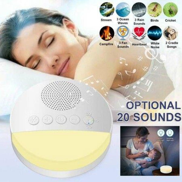 Baby White Noise Machine USB Rechargeable Timed Shutdown Sleep Machine Baby Sleep Sound Player Night Light Timer Noise Player